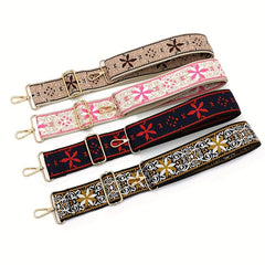 Retro Flower Pattern Bag Strap Replacement Adjustable Shoulder Bag Strap