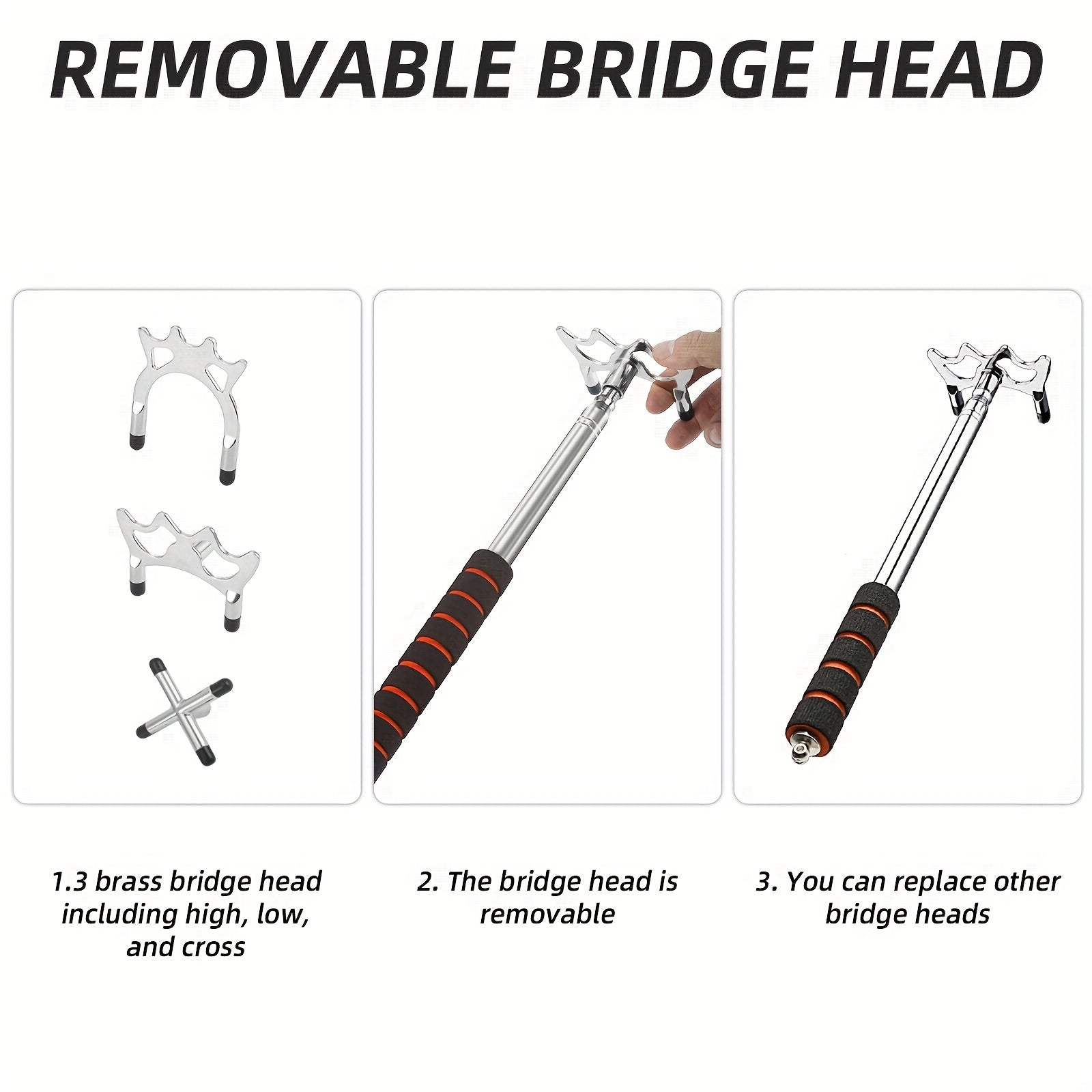 3pcs Billiards Pool Bridge Stick w/ 3 Replaceable Heads High Low Cross