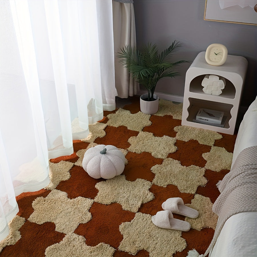 8pcs Shaggy Foam Mat Anti-slip Area Rugs for Bedroom Kitchen Living