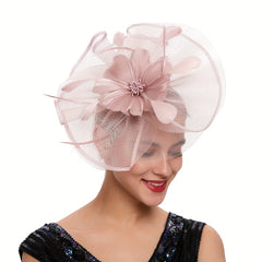 Large Mesh Faux Feather Fascinator Head Piece Hair Accessories