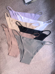 6 Pcs Seamless String Bikini Panties Low Waist Thin Band Women's Lingerie