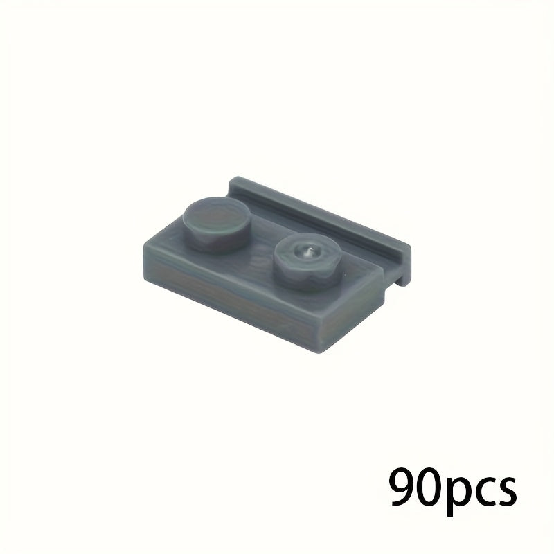 90pcs Thin Brick Particles Board 1x2 Grooves Railway Slide Building Blocks