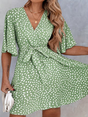 Boho Dress Women's Plus Allover Print Flare Sleeve Mini Dress