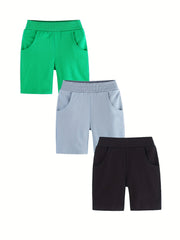 3pcs Boys Comfortable Shorts Set Stretch Quick-drying for Outdoor Summer
