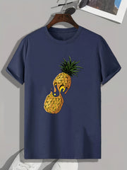 Tropical Pineapple Print Men's Tee for Summer