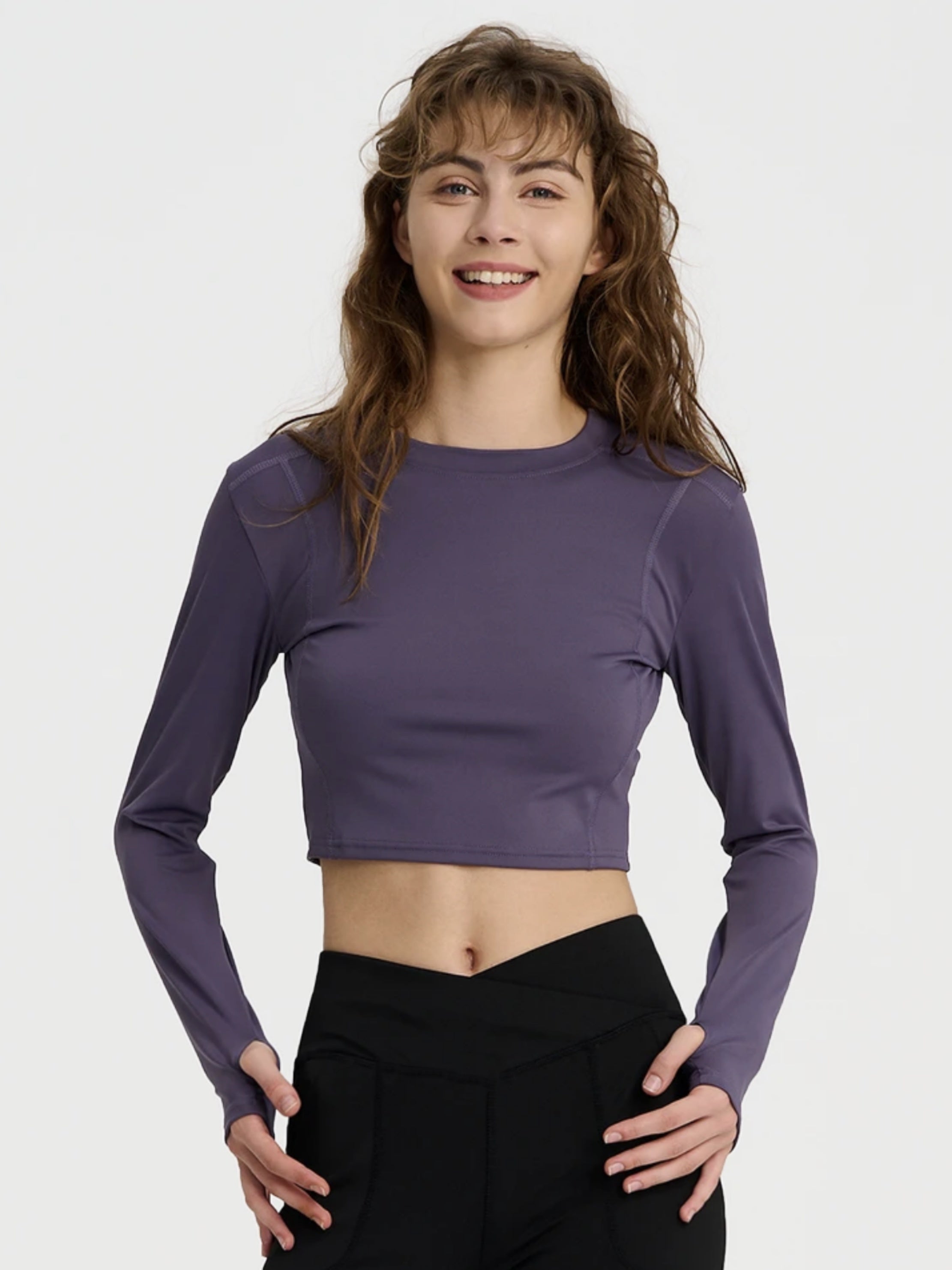 Sporty T Shirt Round Neck Mid Stretch Crop Sports Tee Women's Activewear