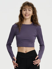 Sporty T Shirt Round Neck Mid Stretch Crop Sports Tee Women's Activewear