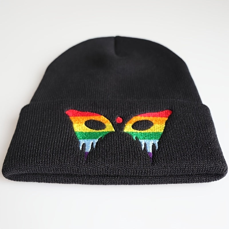 Butterfly Embroidered Beanie Hat Skull Cap Coldproof Knit Hats