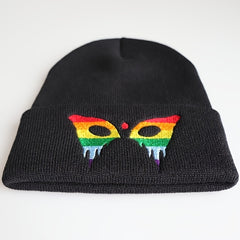 Butterfly Embroidered Beanie Hat Skull Cap Coldproof Knit Hats