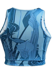 Women's Plus Tropical Print Crop Tank Top & Leggings Outfits 2 Piece Set