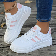 Faux Leather Solid Skate Shoes Wear Resistance Non Slip Flat Sneakers