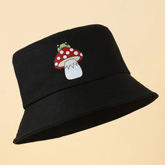 Mushroom Frog Bucket Hat Solid Print Beach Sun Hat Outdoor Lightweight Travel