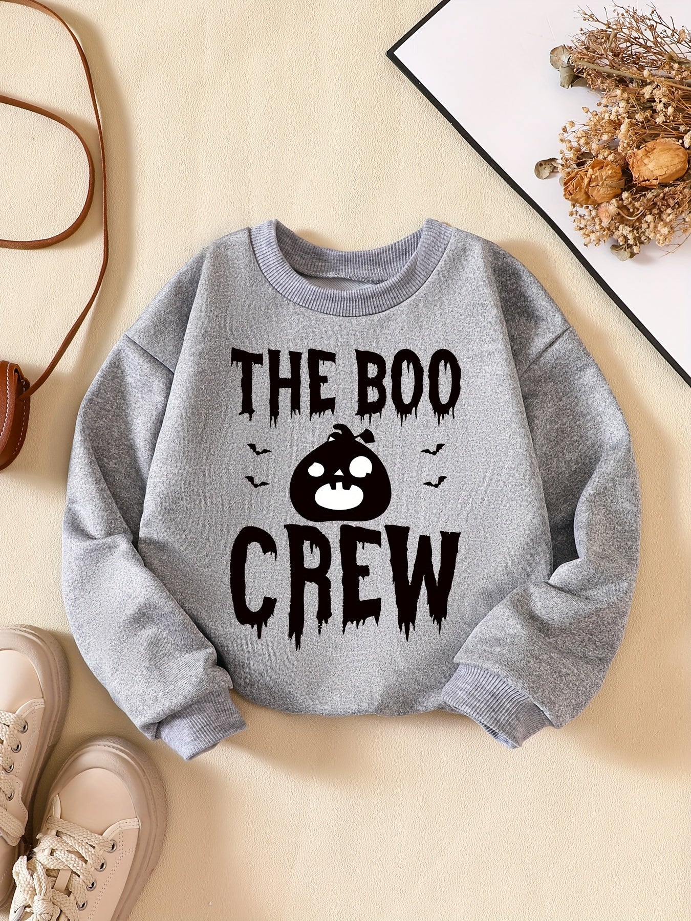 Girls' Halloween Graphic Sweatshirt - The Boo Crew