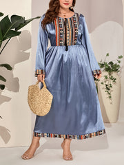 Abaya Dress Women's Plus Geometric Print Maxi Jalabiya Dress