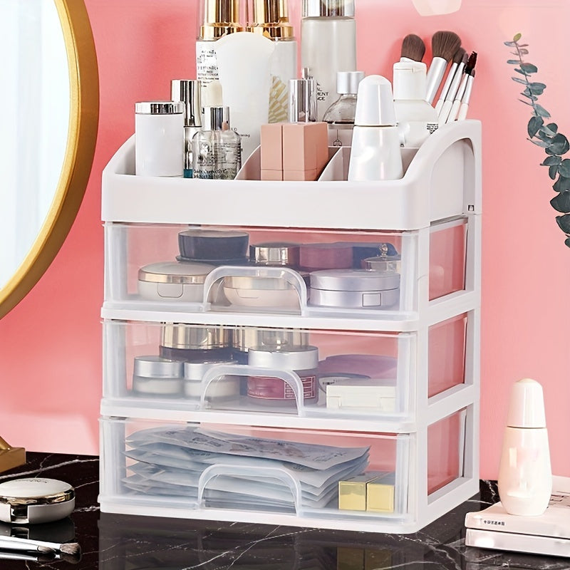 Desktop Transparent Cosmetic Organizer Drawer Type Storage Box