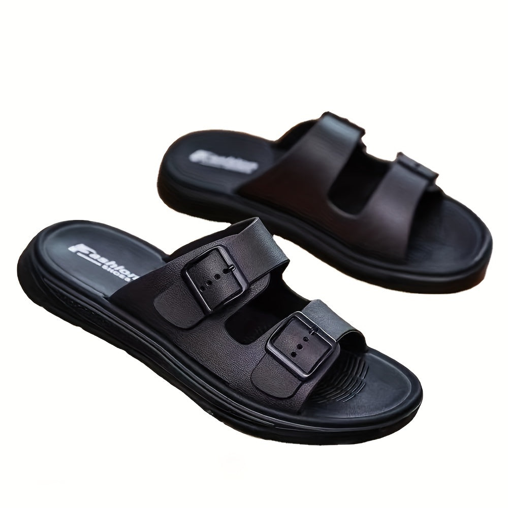 Men's Pin Buckle Slides Sandals Casual Non Slip Slippers Open Toe Shoes