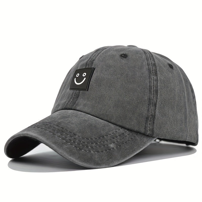 2pcs Smiling Face Patch Baseball Cap & Bucket Hat Set