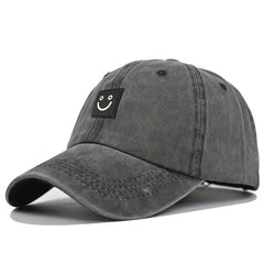 2pcs Smiling Face Patch Baseball Cap & Bucket Hat Set