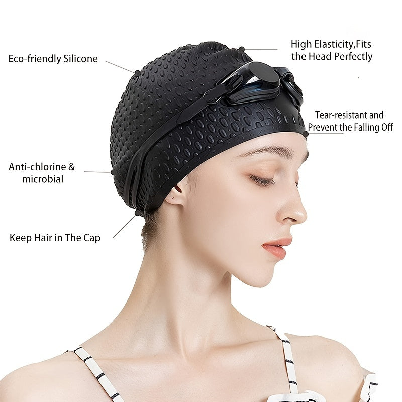 OMOUBOI Silicone Swim Cap High Elasticity 3D Ergonomic Unisex