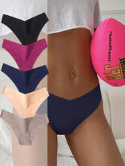5Pcs Seamless Stretchy Panties V-shaped Intimates Women's Lingerie