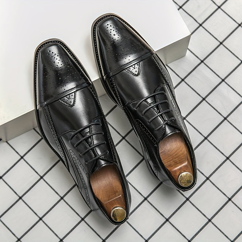 Men's Lace-Up Low-Top Brogue Dress Shoes