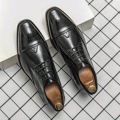 Men's Lace-Up Low-Top Brogue Dress Shoes