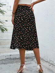 Floral Print Ruched Drawstring Skirt for Spring & Summer