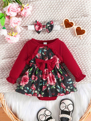 Baby Girls Floral Long Sleeve Romper Dress