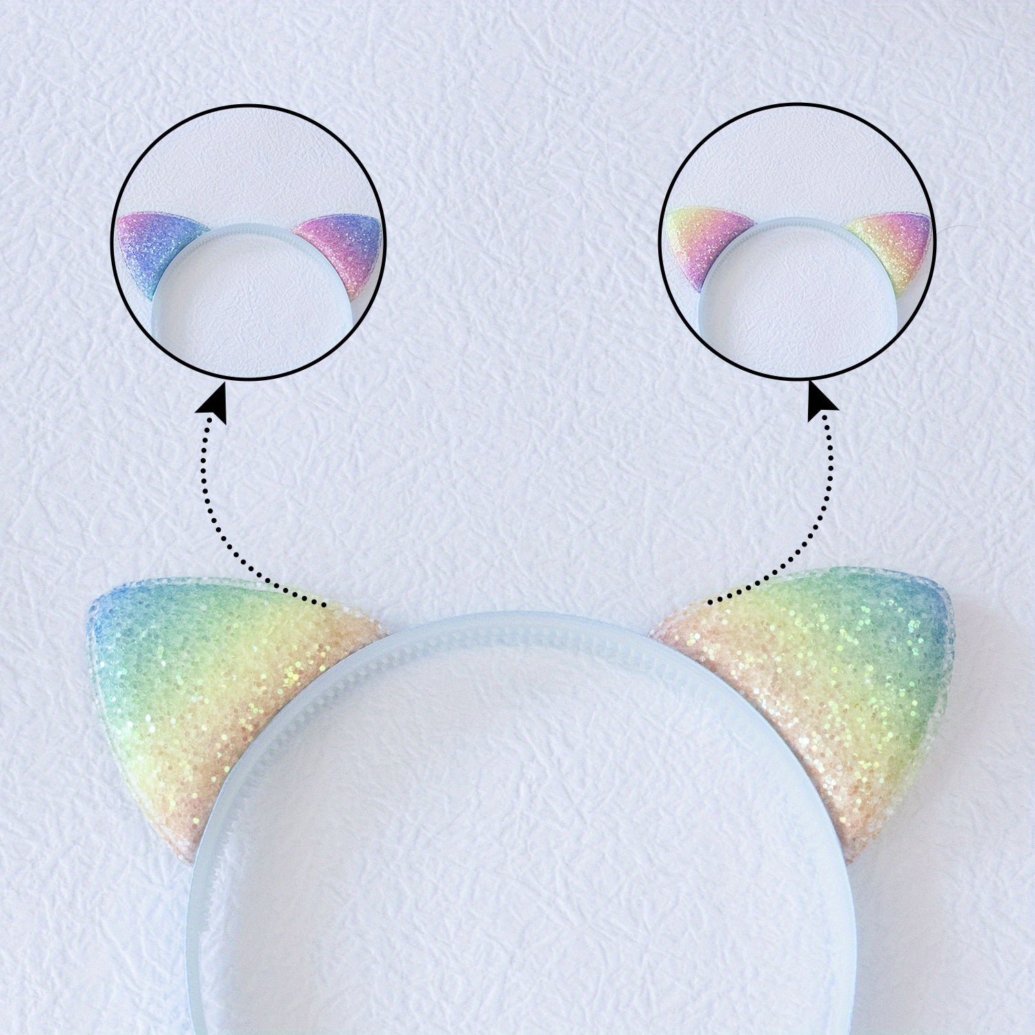 Sparkling Rainbow Cat Ears Headband Assorted Colour Fancy Dress