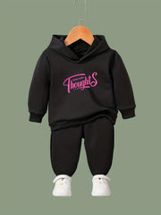 OERYUI 2pcs THINK HAPPY THOUGHTS Hoodies Pants Set Spring Fall Sports Gift