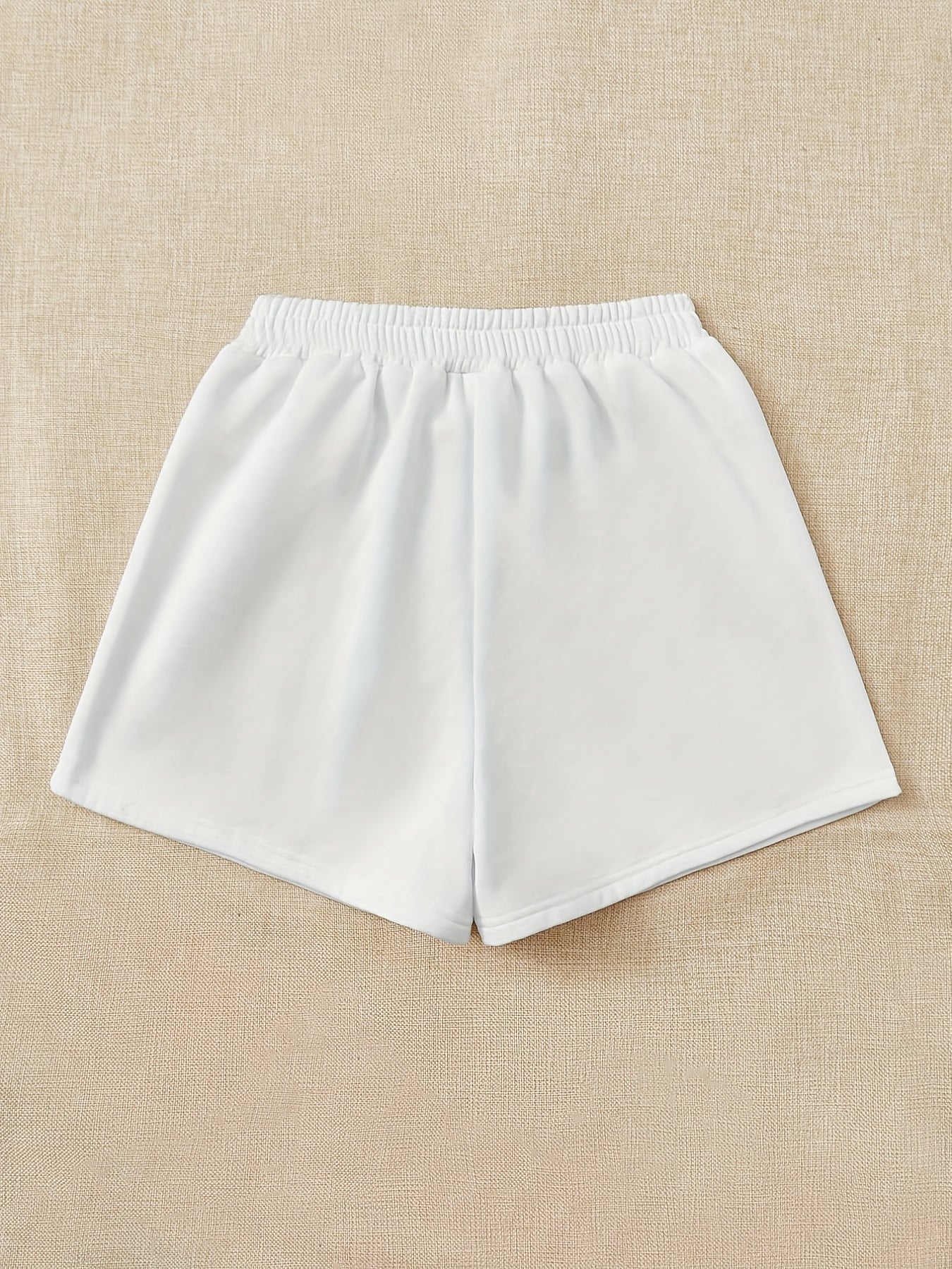 Girls Winking Smile Print Sweat Shorts Elastic Waist Casual Sports Clothes