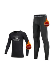 2pcs Toddler Kids Fleece Compression Sets High Elastic Letter Print Long Sleeve