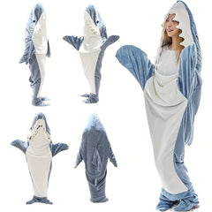 Shark Shaped Blanket Soft Flannel Wearable Blanket