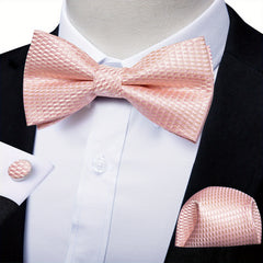 Men's Bow Tie Set Solid Paisley Silk Bow Tie Cufflinks