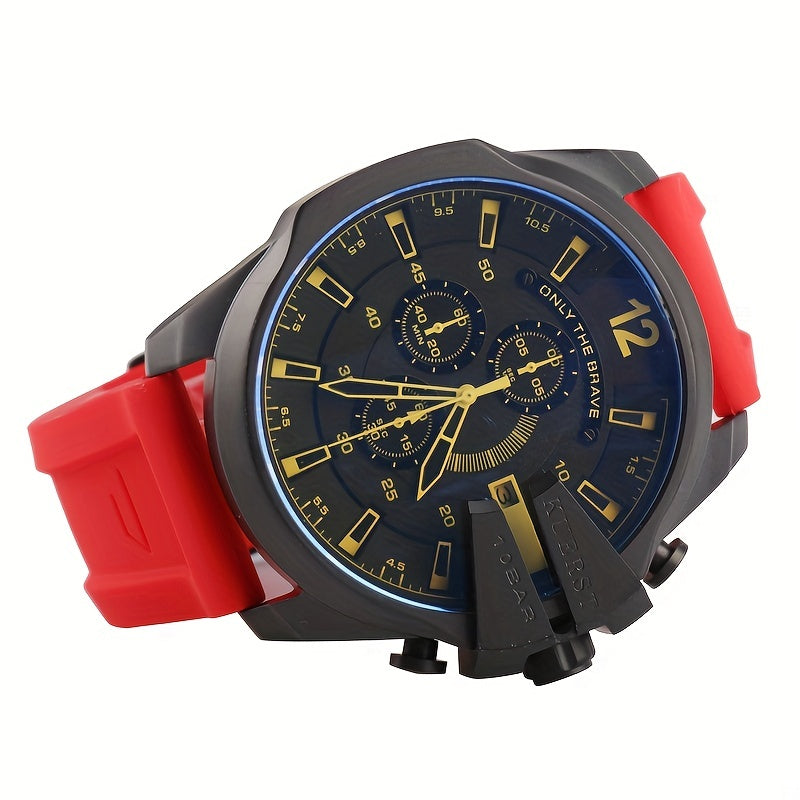 KUERST Large Dial Quartz Watch with Calendar and Soft Strap