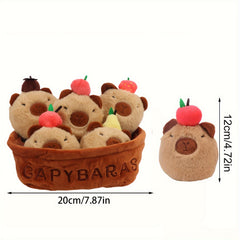 Cute Cat Dino Axolotl Plush Toy Set with Fruits & Basket