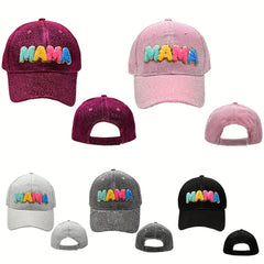 Glitter MAMA Patch Baseball Cap Lightweight Dad Hat Vintage Golf Sun Hat