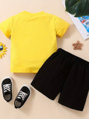 Boys Beach Print T Shirt And Shorts Set