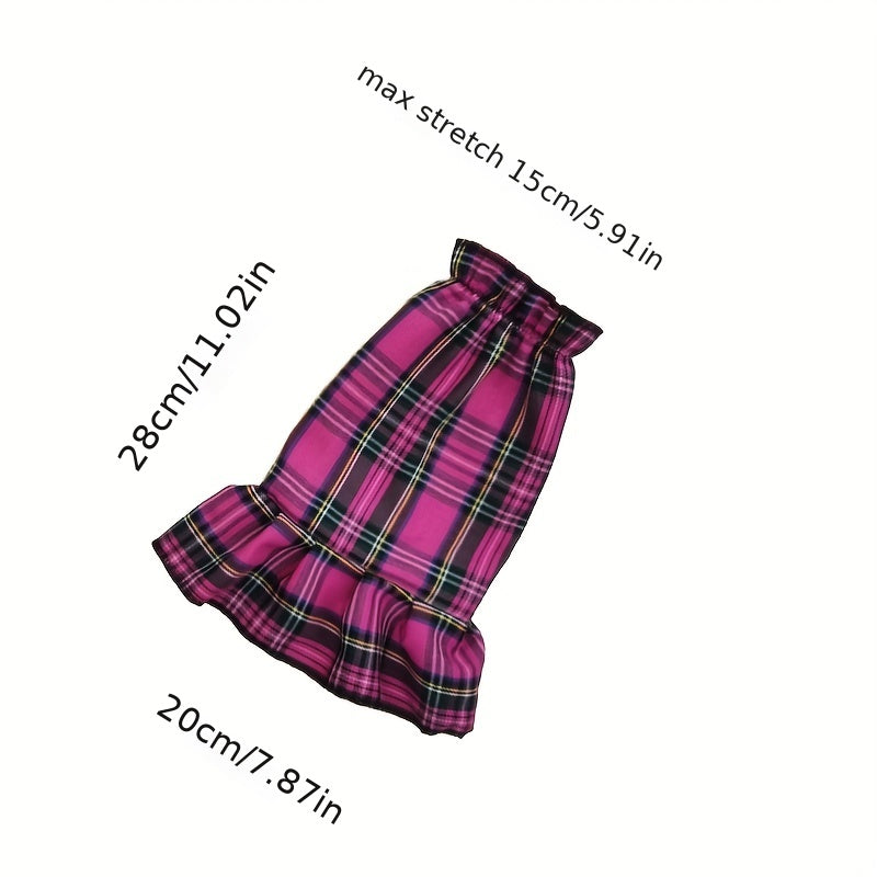 Colorblock Plaid Leg Warmers Ruffle Knee High Socks