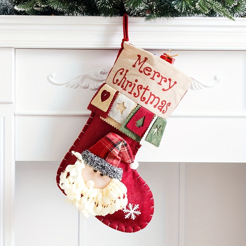 Large Felt 3D Christmas Socks Holiday Decoration Gift Bag Pendant