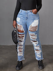 Distressed Straight Leg Jeans Y2K Style