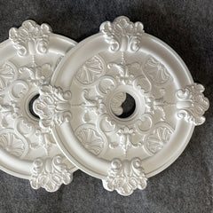 1pc PU Round Carved Lamp Holder Gypsum Ceiling Disc Shape Lamp Plate