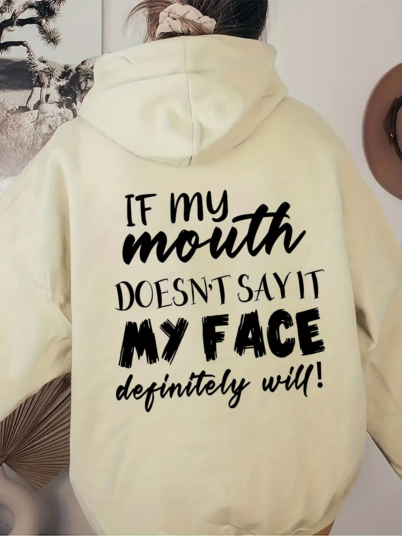 Graphic Print Drawstring Loose Hoodie Long Sleeve Sweatshirt