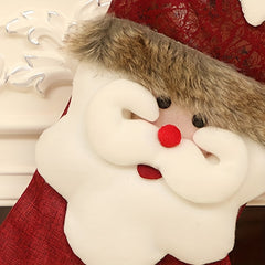 1pc Santa Claus Snowman Deer Faux Leather Socks Christmas Gift Bag