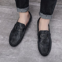 Men's Letter Decor Loafer Shoes Non-slip Driving Moccasins