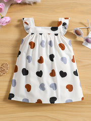 Toddler Girl's Striped Heart Dress Puffy Sleeves for Summer