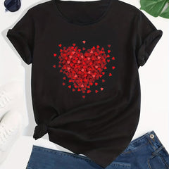 Heart Graphic Sports Short Sleeve T shirts Print Casual Slim Tops