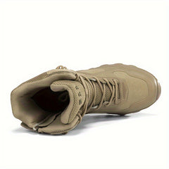 Men's Solid High Top Military Style Hiking Boots Non Slip Lace Up Shoes
