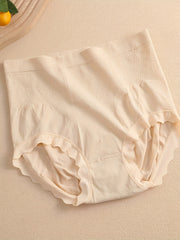4pcs High Waist Scallop Trim Briefs Stretchy Intimates Panties