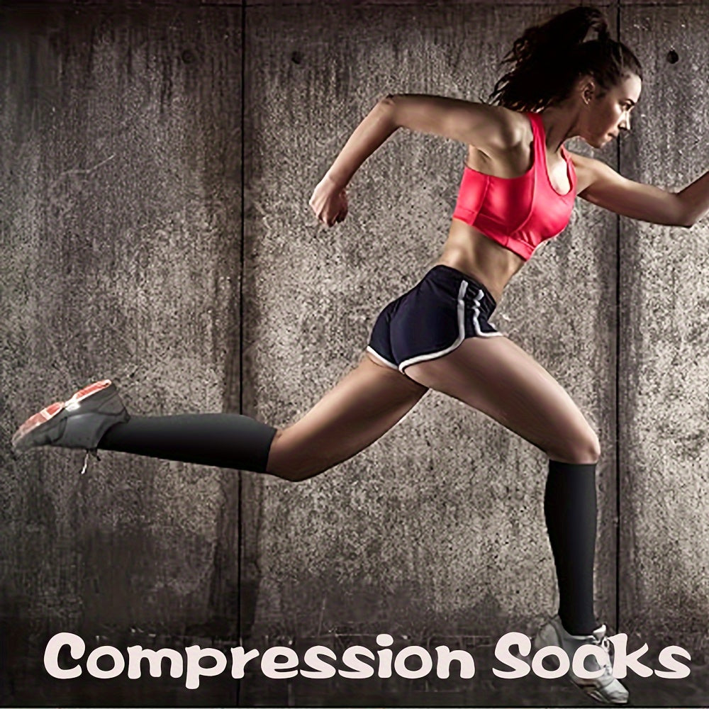 3 Pairs Knee High Compression Socks 15-20 mmHg Circulation for Women & Men